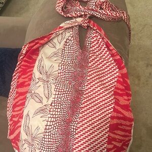 Red and White Patterned Halter Top
